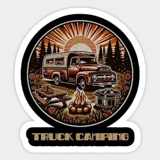 Truck camping sunset Sticker